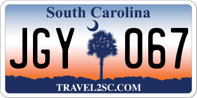 SC license plate JGY067