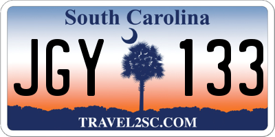 SC license plate JGY133