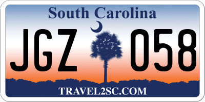 SC license plate JGZ058