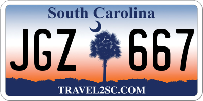 SC license plate JGZ667