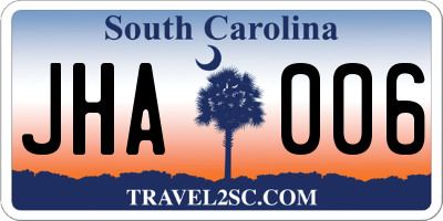 SC license plate JHA006