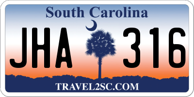 SC license plate JHA316