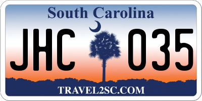 SC license plate JHC035