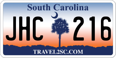 SC license plate JHC216