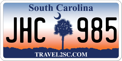 SC license plate JHC985