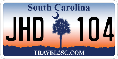 SC license plate JHD104