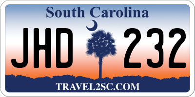 SC license plate JHD232