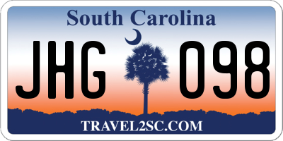 SC license plate JHG098