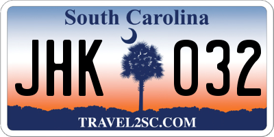 SC license plate JHK032