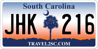 SC license plate JHK216