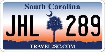 SC license plate JHL289