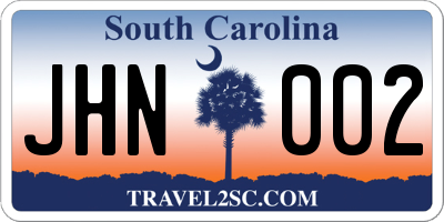 SC license plate JHN002