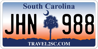 SC license plate JHN988