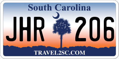 SC license plate JHR206