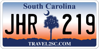 SC license plate JHR219