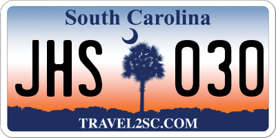 SC license plate JHS030
