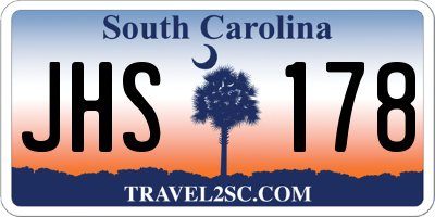 SC license plate JHS178
