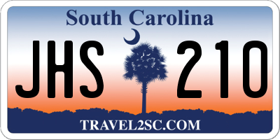 SC license plate JHS210