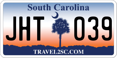 SC license plate JHT039