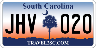 SC license plate JHV020