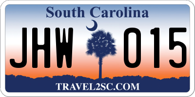 SC license plate JHW015