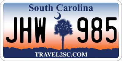 SC license plate JHW985