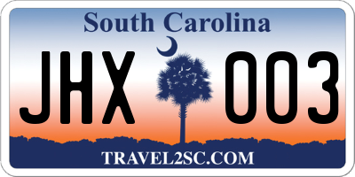 SC license plate JHX003
