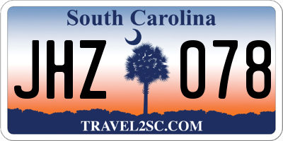 SC license plate JHZ078