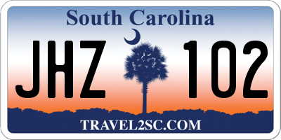 SC license plate JHZ102