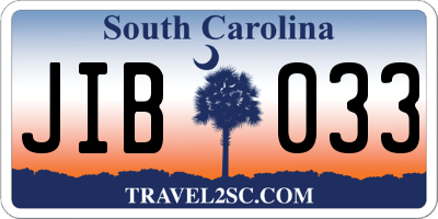 SC license plate JIB033