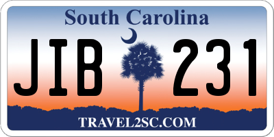 SC license plate JIB231