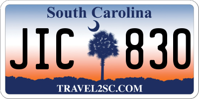 SC license plate JIC830