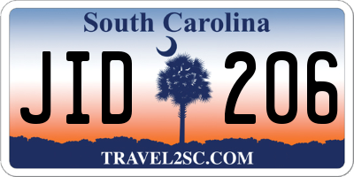 SC license plate JID206