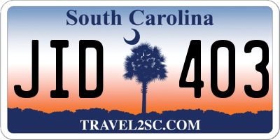 SC license plate JID403