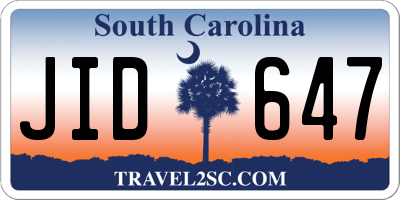 SC license plate JID647