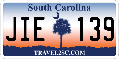 SC license plate JIE139