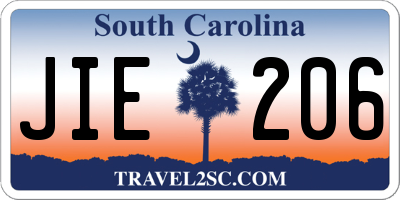 SC license plate JIE206