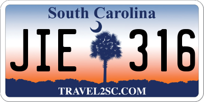 SC license plate JIE316