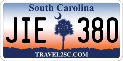 SC license plate JIE380