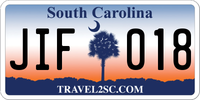 SC license plate JIF018