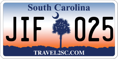 SC license plate JIF025