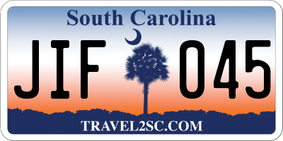 SC license plate JIF045
