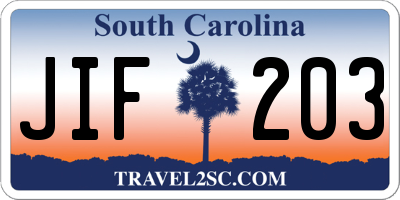 SC license plate JIF203