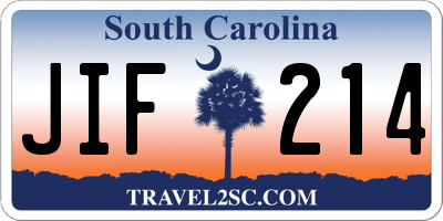 SC license plate JIF214