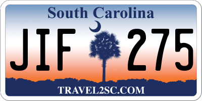 SC license plate JIF275