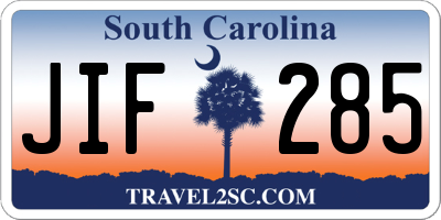 SC license plate JIF285