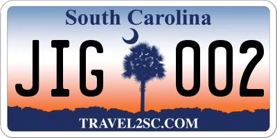 SC license plate JIG002