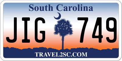 SC license plate JIG749