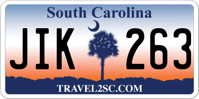 SC license plate JIK263