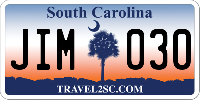 SC license plate JIM030